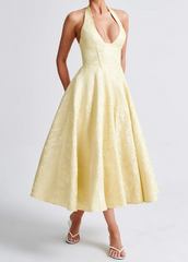 Robe jacquard jaune citron