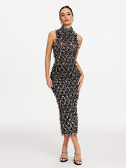 Robe midi à col montant 