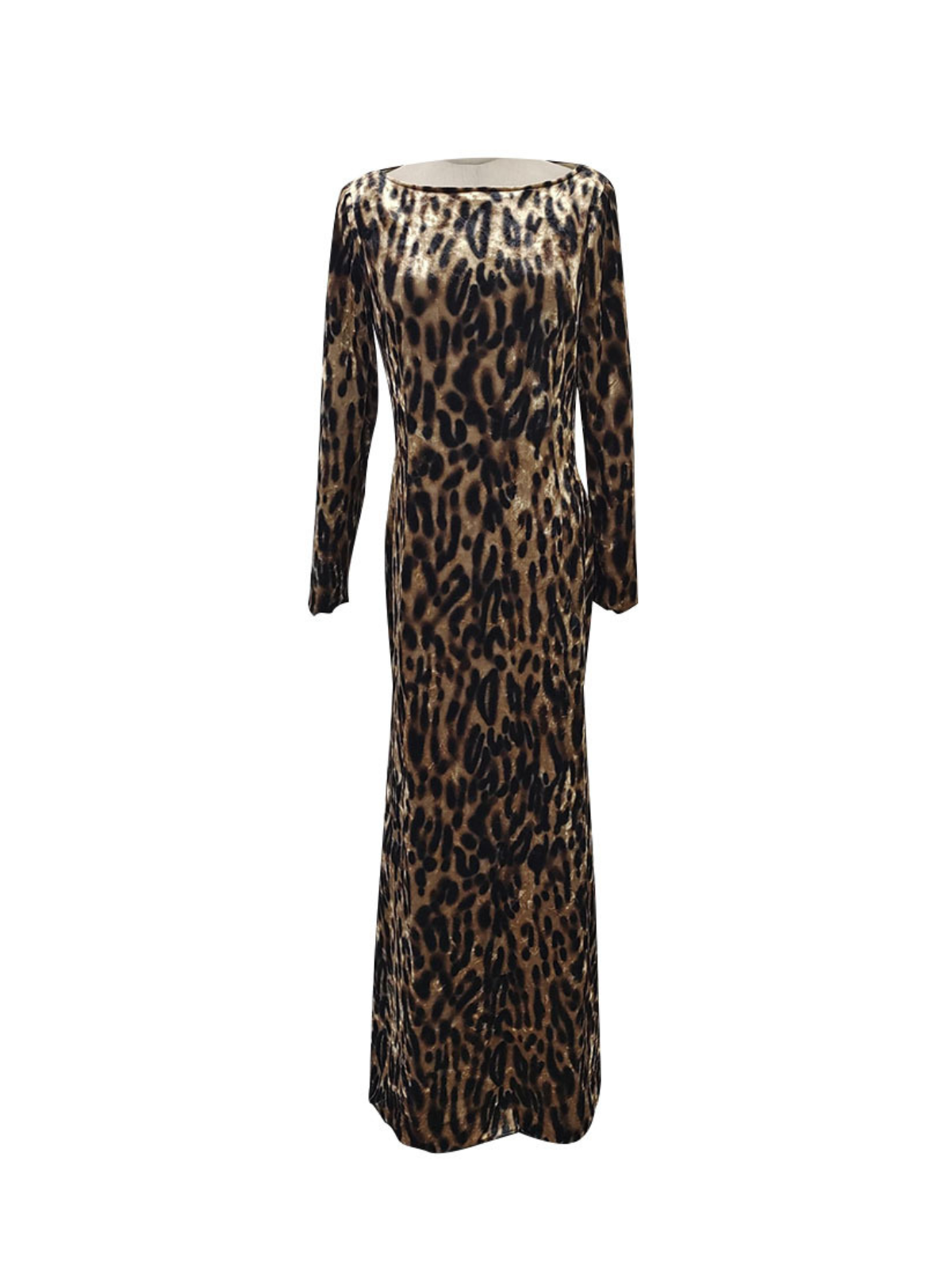 Long Sleeve Leopard Maxi Dress