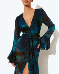 Robe longue à manches cloche