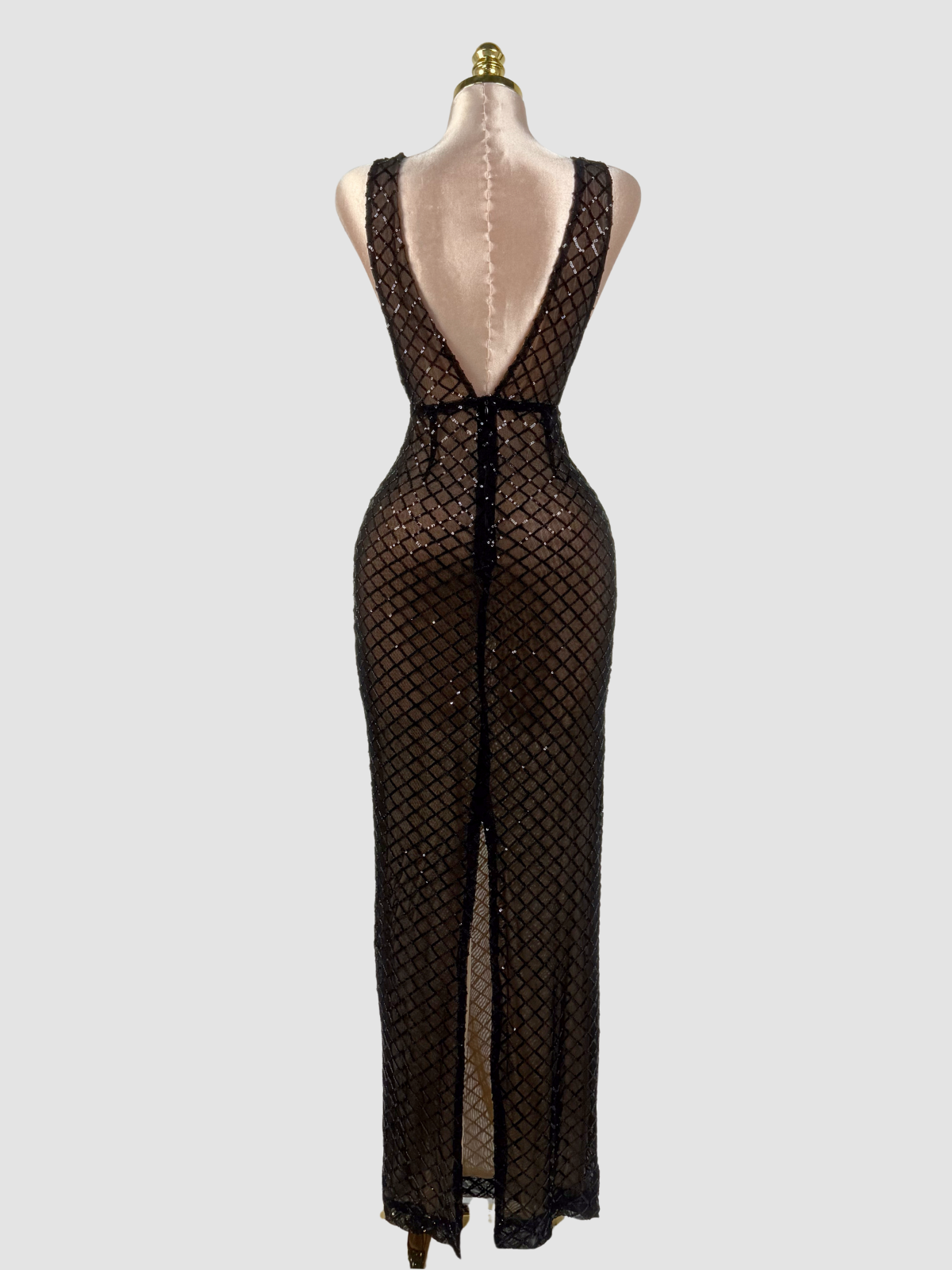 Robe longue à sequins et nœud papillon à col en V 