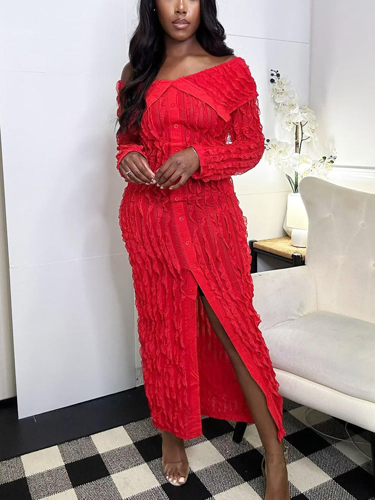 Off Shoulder Mesh Dresses