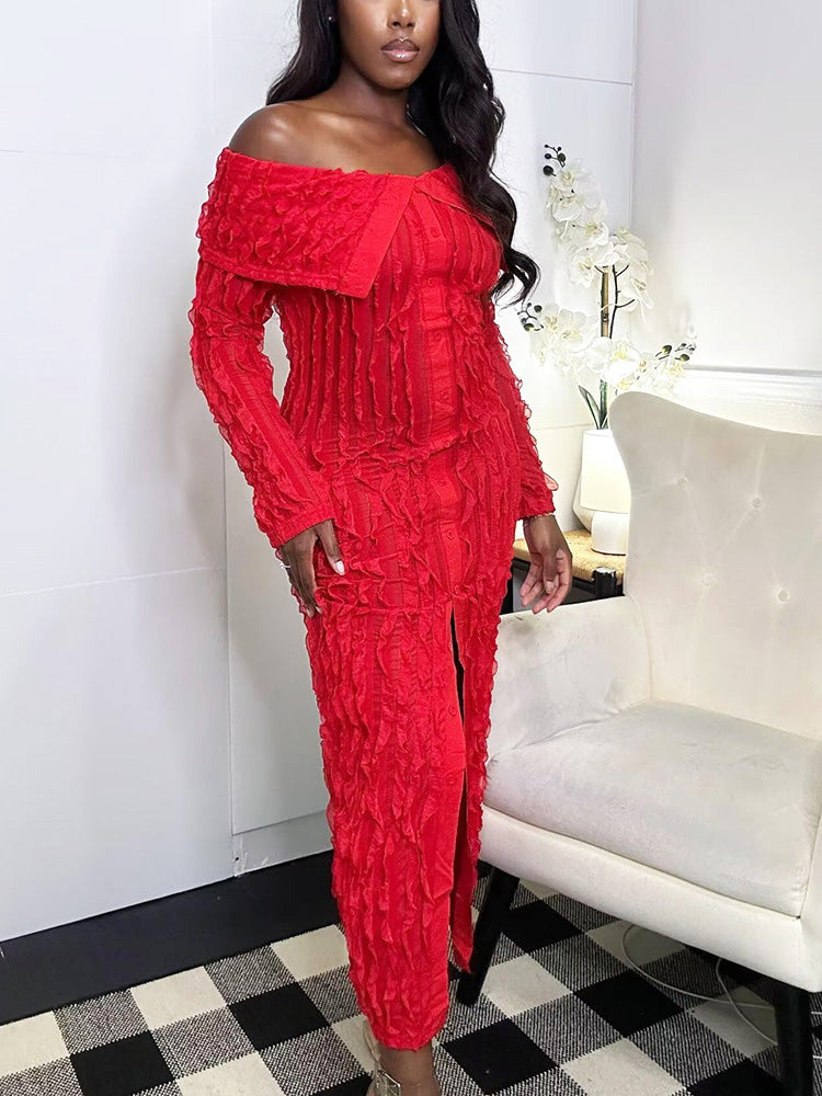 Off Shoulder Mesh Dresses