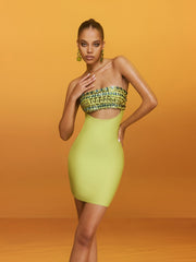 Strapless Crystal Cutout Bandage Mini Dress