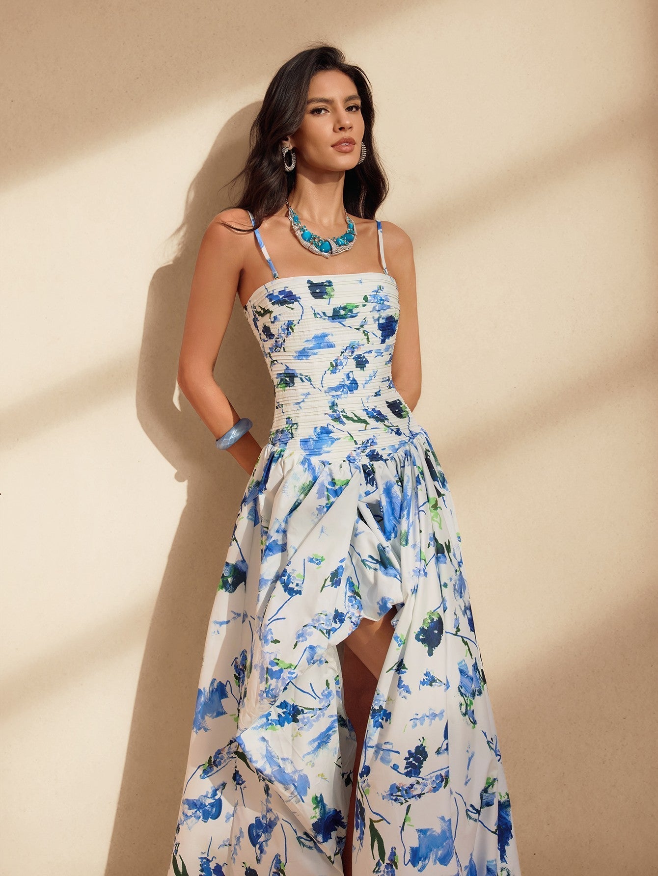 Spaghetti Floral Printed Maxi Dress