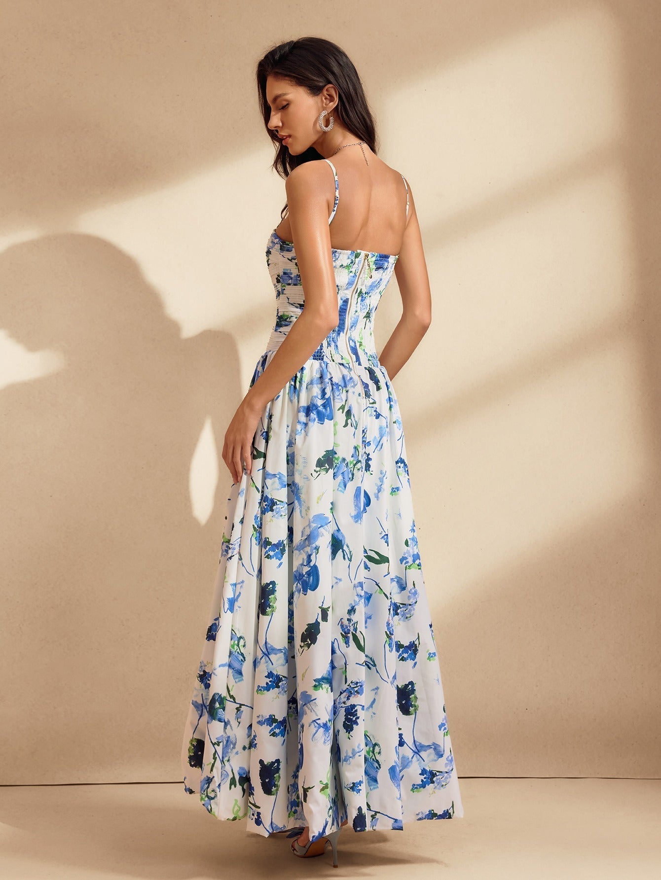 Spaghetti Floral Printed Maxi Dress