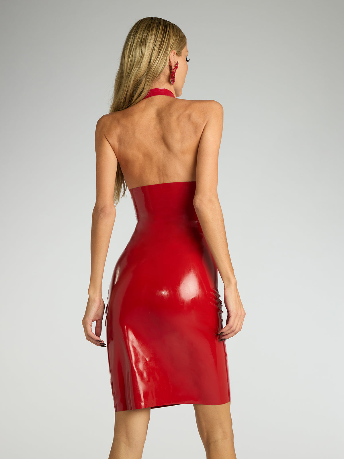 Robe mini en latex dos nu 