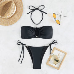 S - XL Cut Out Halter Bikini Two-pieces Bikini Set