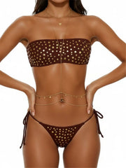 S - XL 3D Polka Dot Bandeau Bikini Two-pieces Bikini Set