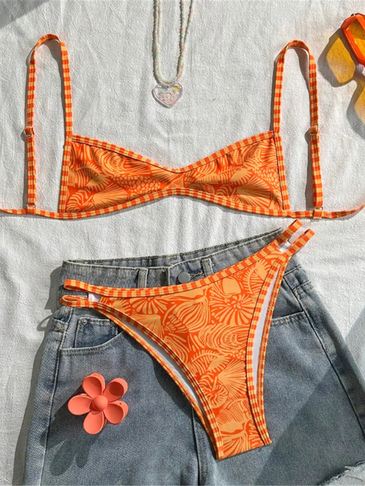 S - XL Printed Bikini Two-pieces Bikini Set