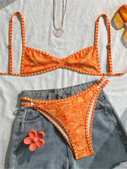 S - XL Printed Bikini Two-pieces Bikini Set