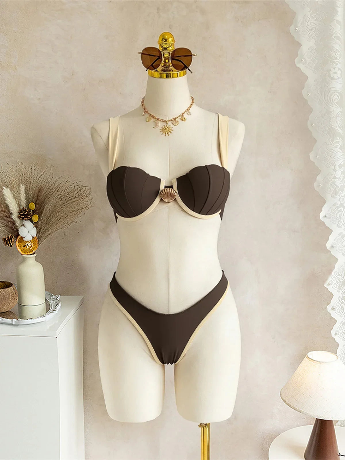 S - XL Splicing Underwired Bikini Two-pieces Bikini Set