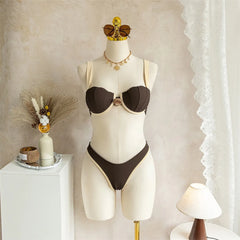 S - XL Splicing Underwired Bikini Two-pieces Bikini Set