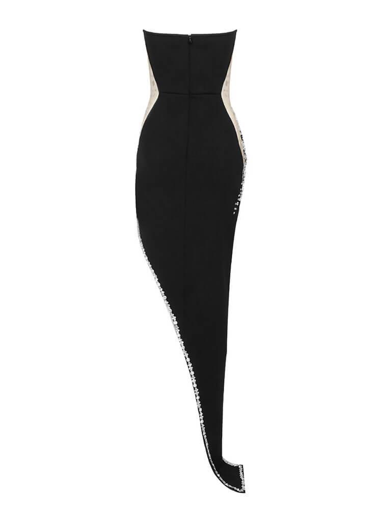 Strapless Embellished Bandage Dress In Black