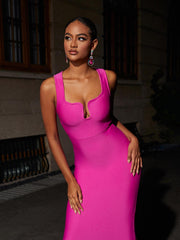 Bandage Maxi Dress In Hot Pink