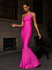Bandage Maxi Dress In Hot Pink