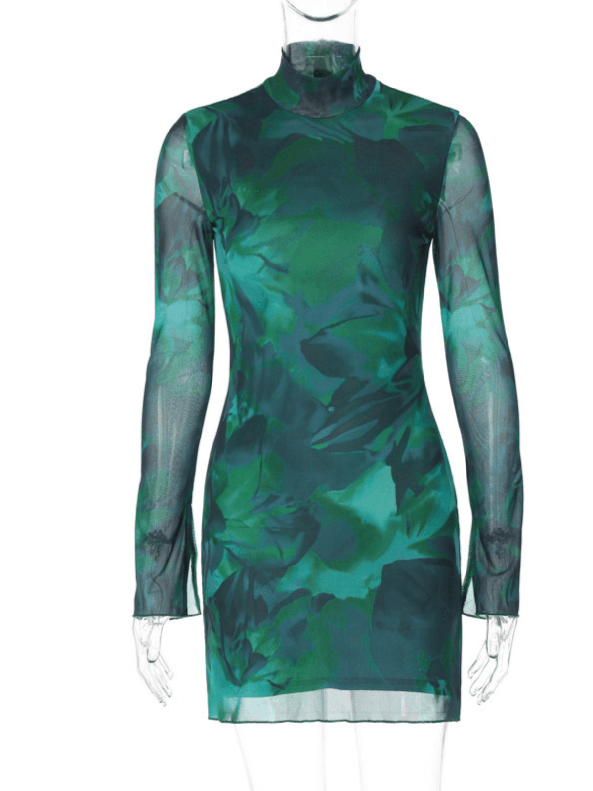 Robe longue à manches longues en maille florale 