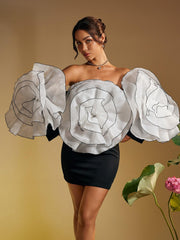 Off Shoulder Flower Mini Dress