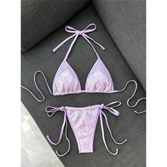 Sequins Halter Bikini Two-pieces Bikini Set