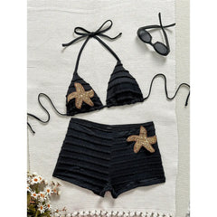 Sequins Starfish Halter Bikini Two-pieces Bikini Set