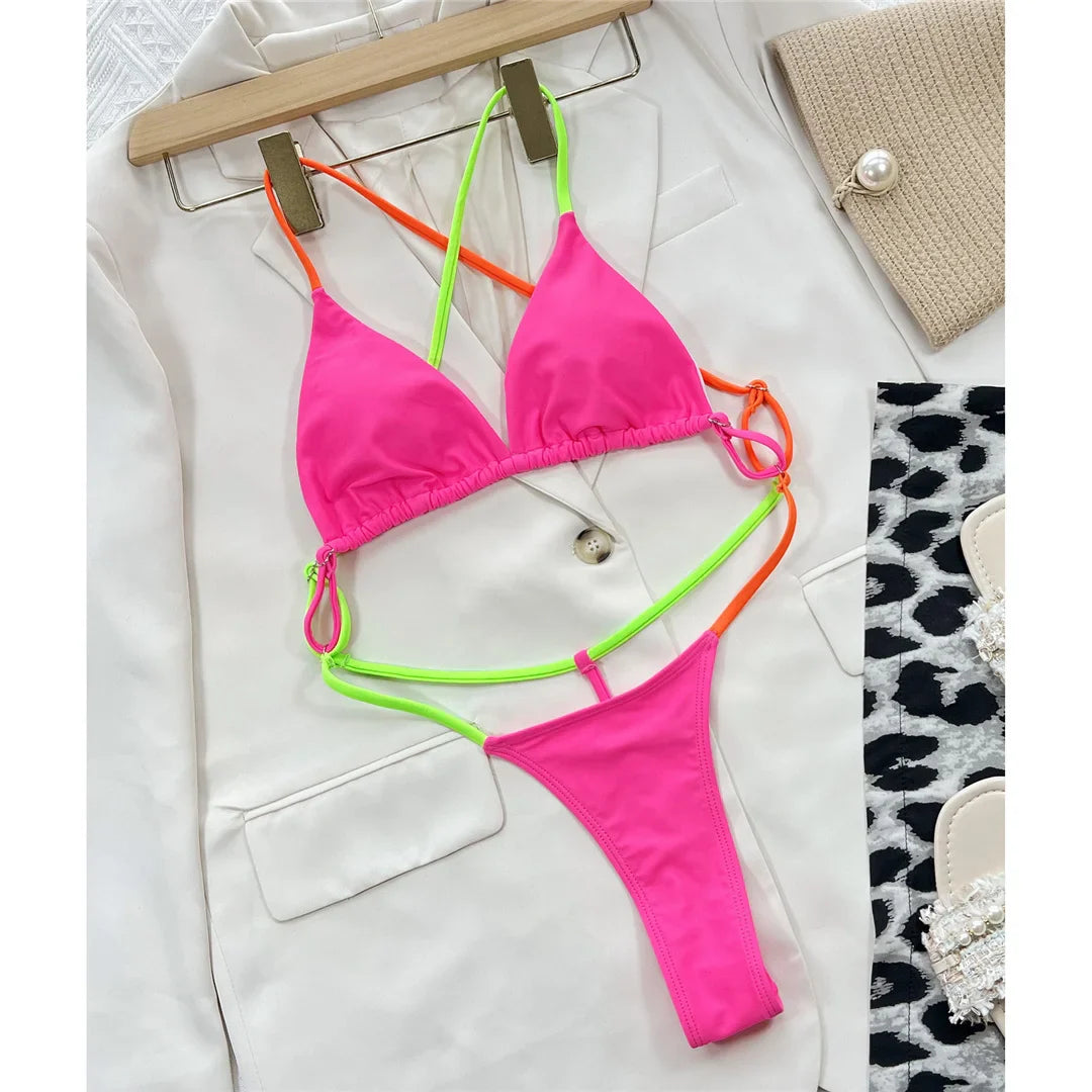 Backless Cross Back Extreme String Mini Micro Thong Swimwear One Piece Swimsuit