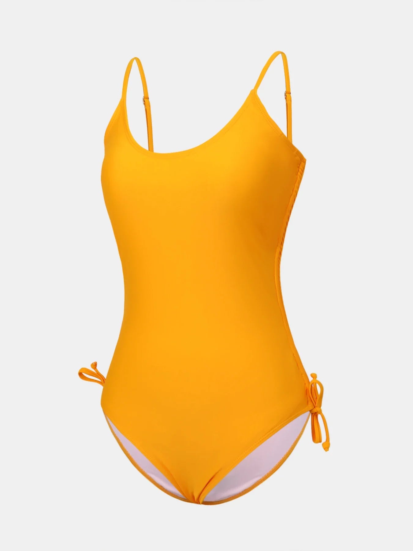 Backless Drawstring Hollow-Out One-Piece Triangle Swimsuit Waist-Cinching Belly-Covering Slimming for