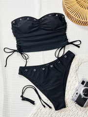 Bandeau Tankini Wrinkled Bikini Two-pieces Bikini Set