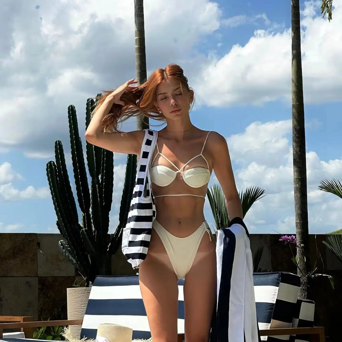 Bikini Swimsuit Strappy Underwire Bandage Swimwear Bikini Bathing Suit  Resort Wear