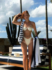 Bikini Swimsuit Strappy Underwire Bandage Swimwear Bikini Bathing Suit  Resort Wear