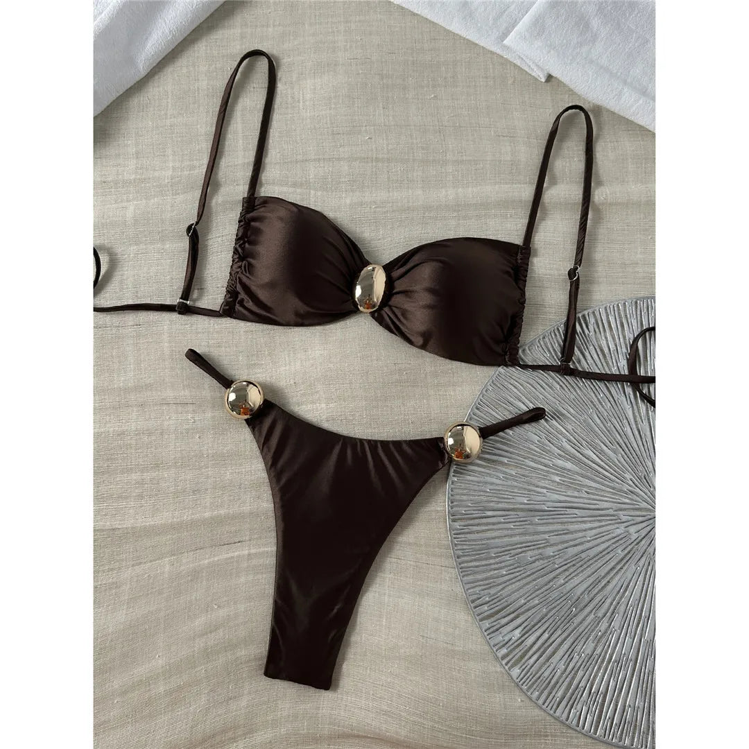 Metal Ring Bikini Two-pieces Bikini Set
