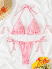 Mini Micro Thong Halter Strappy Bikini Two-pieces Bikini Set