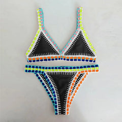 Swimsuit Crochet Bikini knitting Swimsuit Separates Swimwear V Neck Swimsuit Bathing Suit