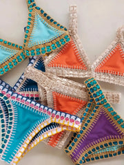 Swimsuit Crochet Bikini knitting Swimsuit Separates Swimwear V Neck Swimsuit Bathing Suit