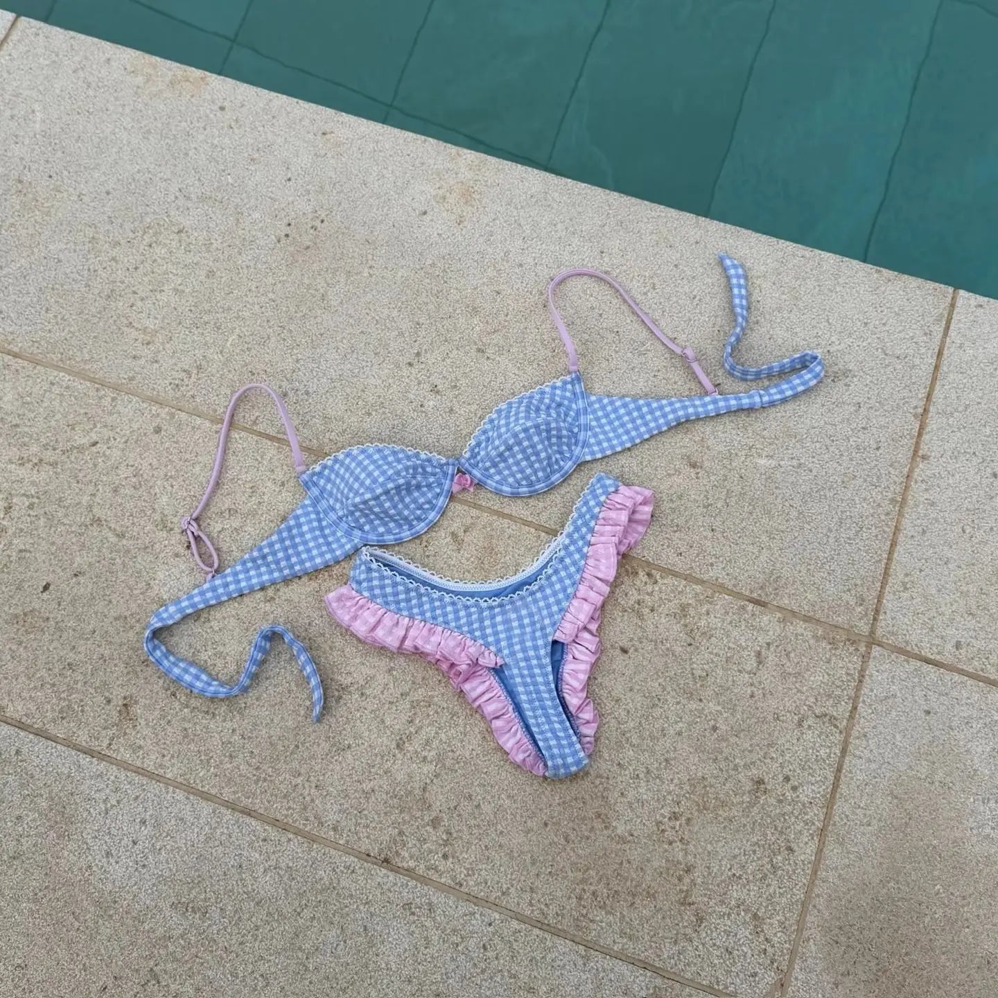 Swimsuit Print Bikini Patchwork Swimwear High Leg Bathing Suit Underwirewear Bandeau Biquini
