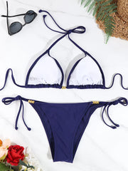 Swimsuit Bathing Suit Triangle Bikini Sets Micro Thongswear Solid Color Lady's Swimwear Thong Bikinwear