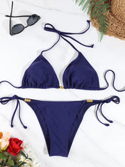 Swimsuit Bathing Suit Triangle Bikini Sets Micro Thongswear Solid Color Lady's Swimwear Thong Bikinwear