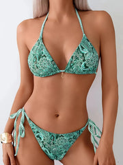 Two Piece Bandage Micro Bikini Set Strappy Backless Swimsuit with Tied Design Tight-Fitting Wear