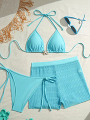 Two-Piece Swimwear Triangle Bikini & Cheeky Bottoms Black Thong Mesh See Through Swimsuit