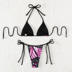 butterfly print halter string micro bikini Sets two pieces Swimsuit bathing suit biquini