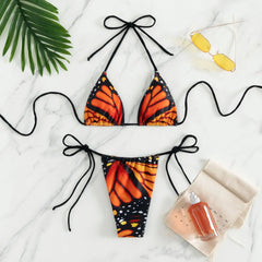 butterfly print halter string micro bikini Sets two pieces Swimsuit bathing suit biquini