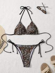 Shencai Backless Pleated Bikini Zebra Pattern Swimwear Buttock Design Cross-border Europe And America Buttock Swimsuit