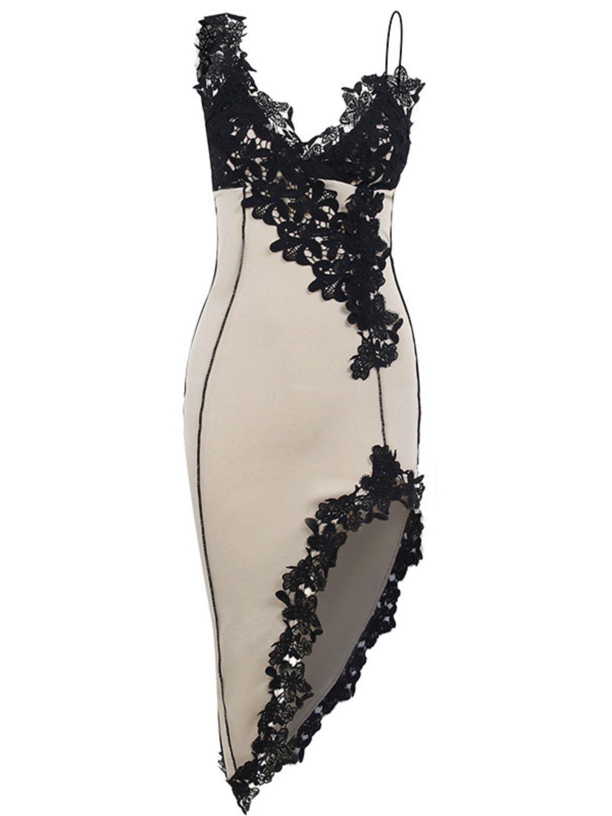 Robe midi asymétrique en dentelle 