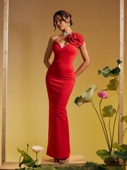 Robe longue asymétrique à fleurs 