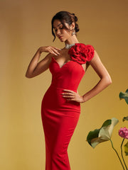 Robe longue asymétrique à fleurs 
