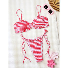 Striped Strappy Bikini Two-pieces Bikini Set