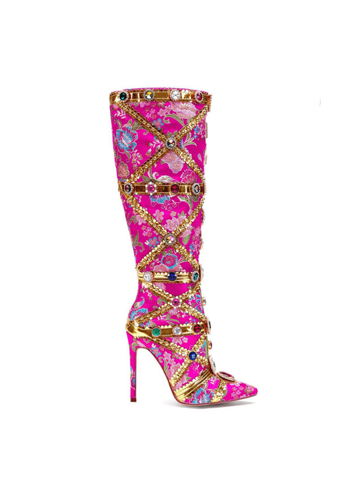Bottes à imprimé floral et strass