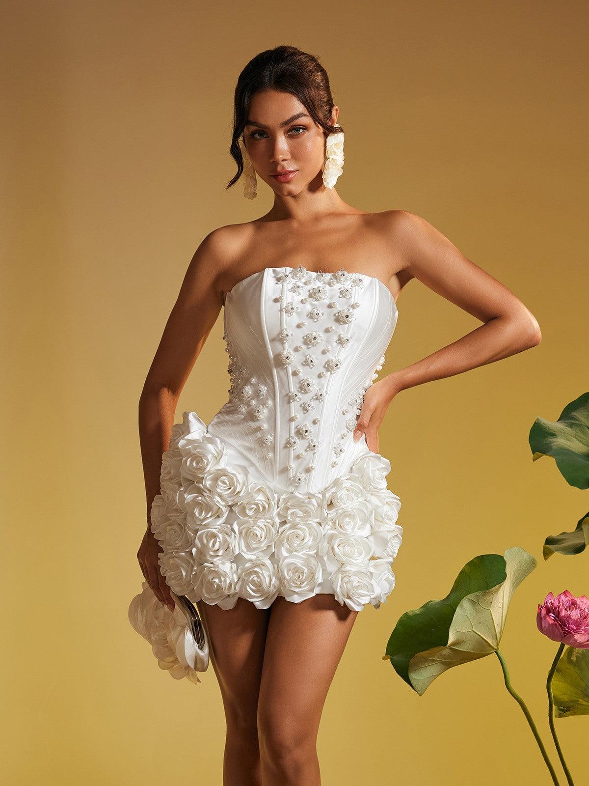 Ensemble jupe en cristal perle à fleurs 