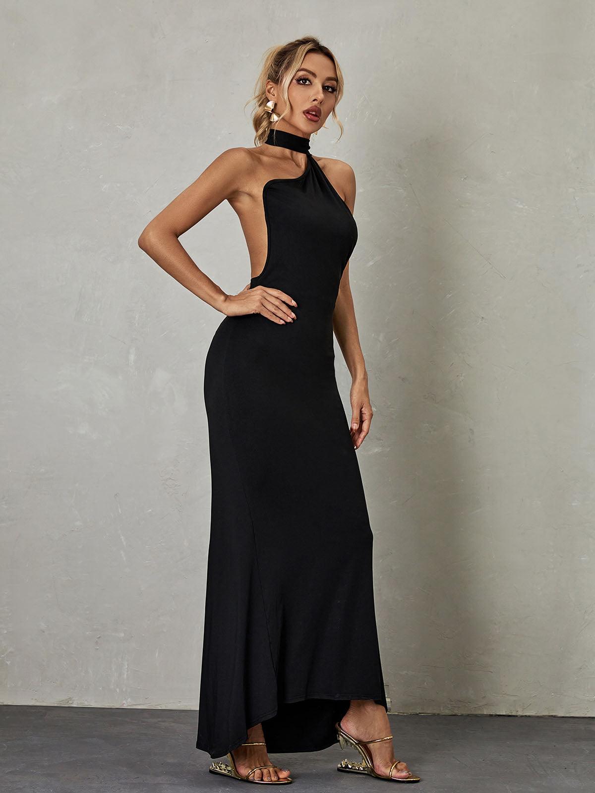 Backless Maxi Dress In Black