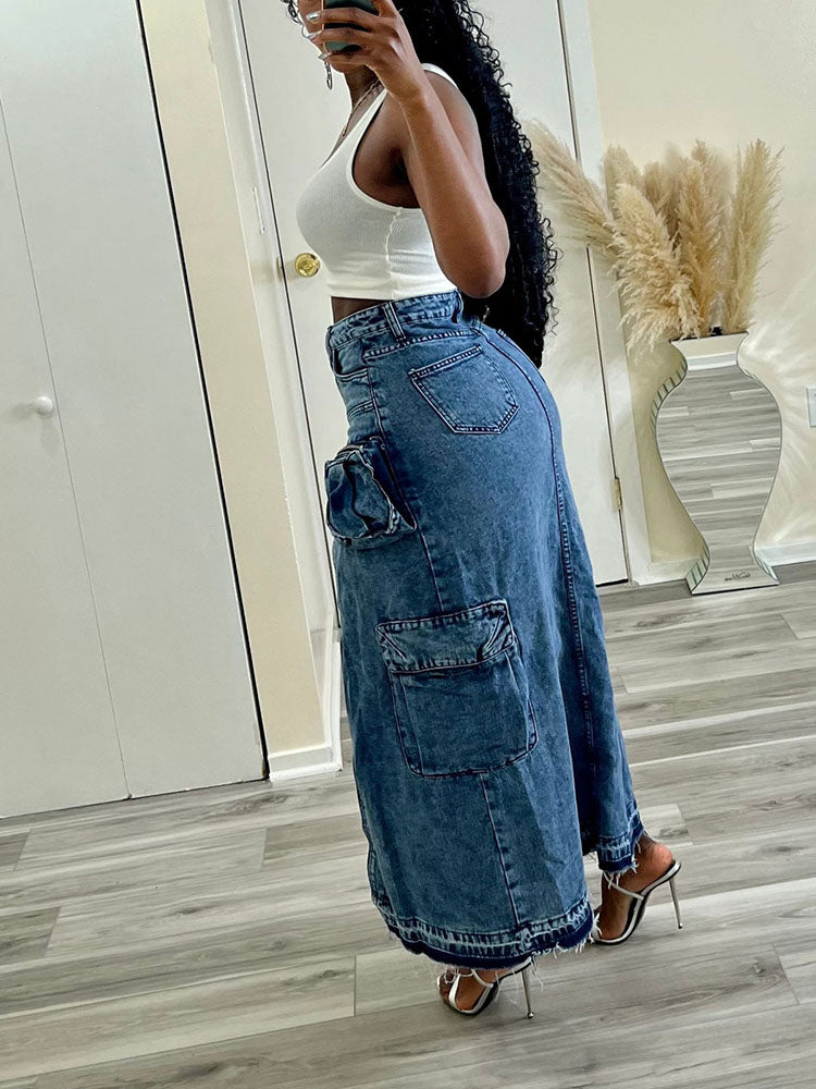 Denim Cargo Skirts