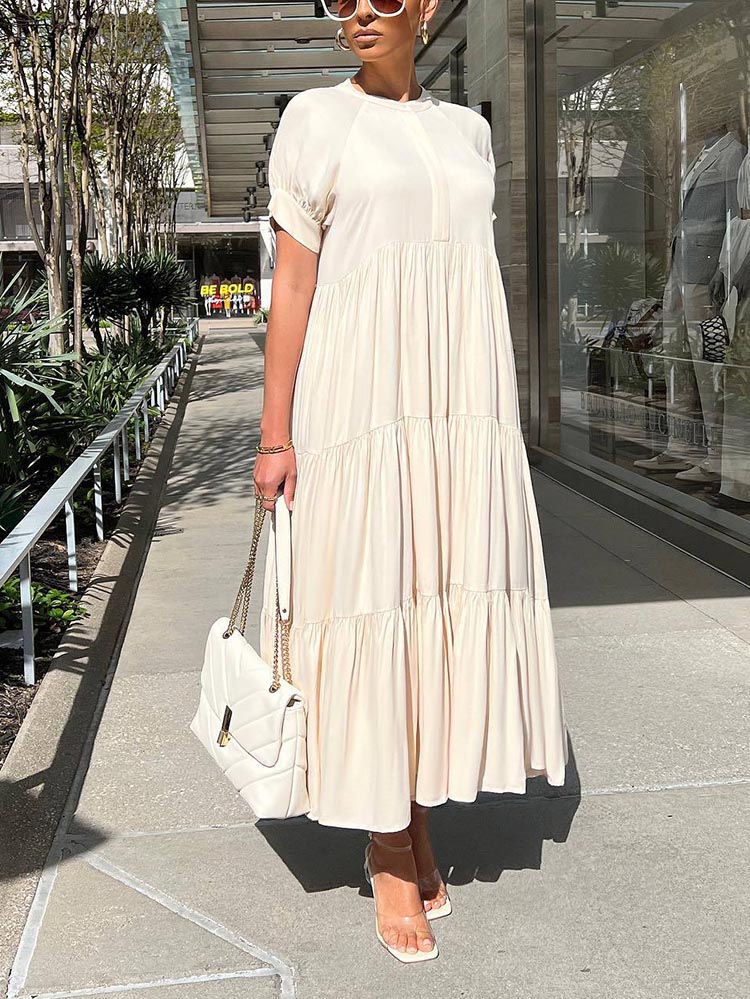 Solid Color Ruffle Dresses